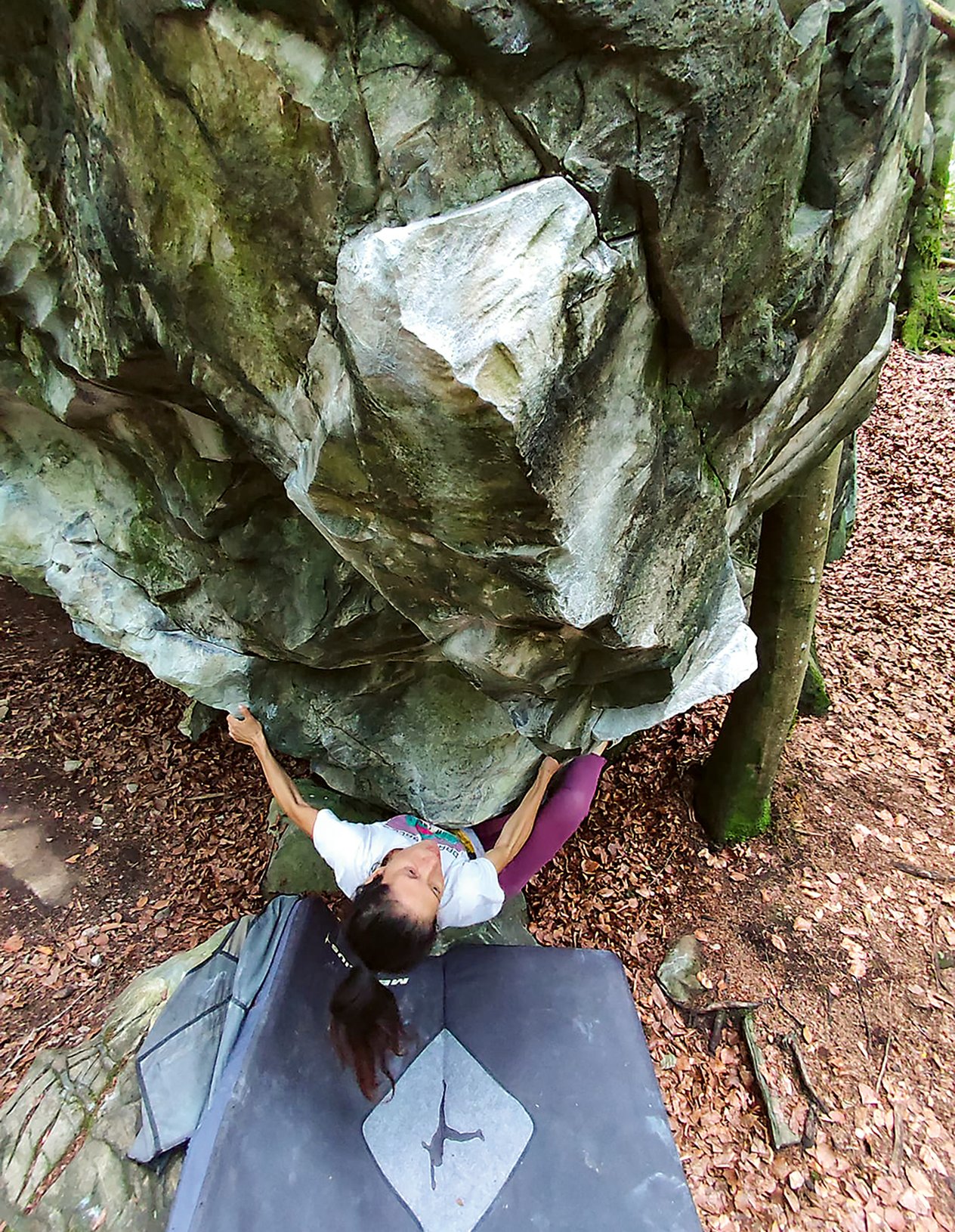 Ragazza su boulder