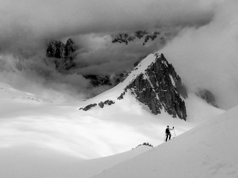 Scialpinista sul Monte Bianco